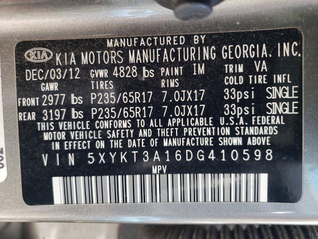 2013 KIA SORENTO LX 5XYKT3A16DG410598