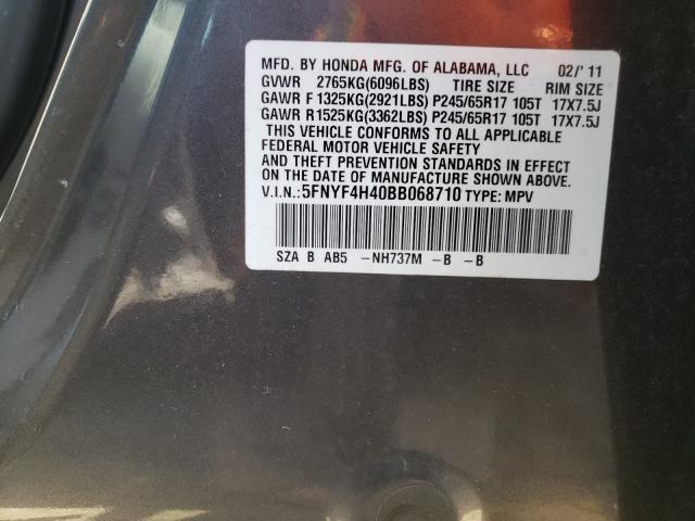 2011 HONDA PILOT EX 5FNYF4H40BB068710