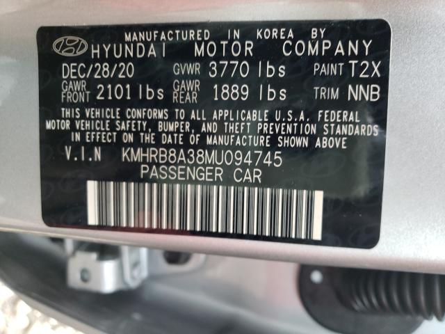 2021 HYUNDAI VENUE SE KMHRB8A38MU094745