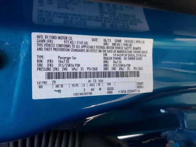 VIN 3FA6P0CD5KR219811 2019 Ford Fusion, Sel no.10