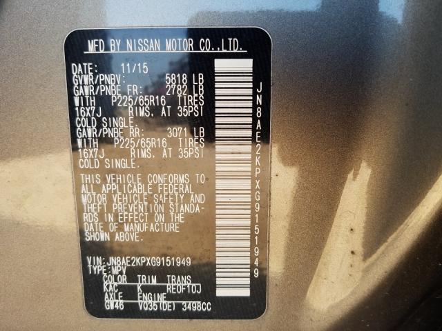 2016 NISSAN QUEST JN8AE2KPXG9151949