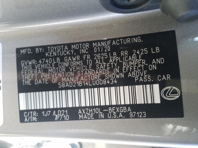 2020 LEXUS ES 300H 58AD21B14LU008434