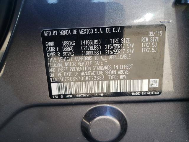 2016 HONDA HR-V EXL 3CZRU6H70GM722683