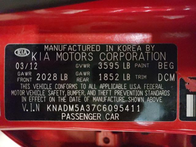 2012 KIA RIO KNADM5A37C6095411