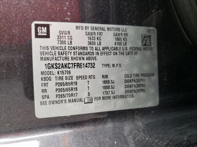 2015 GMC YUKON SLE 1GKS2AKC7FR614732