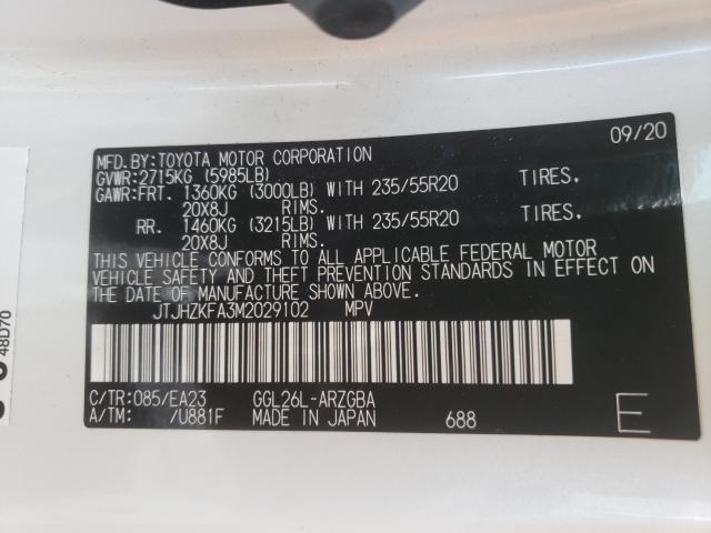 2021 LEXUS RX 350 L JTJHZKFA3M2029102