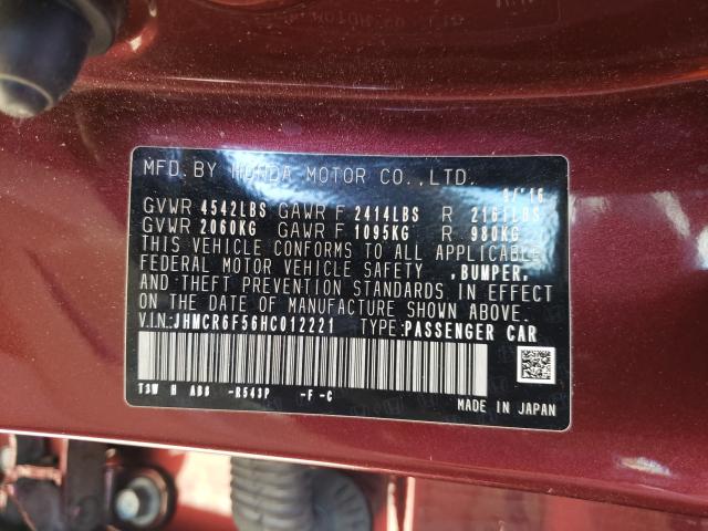 2017 HONDA ACCORD HYB JHMCR6F56HC012221