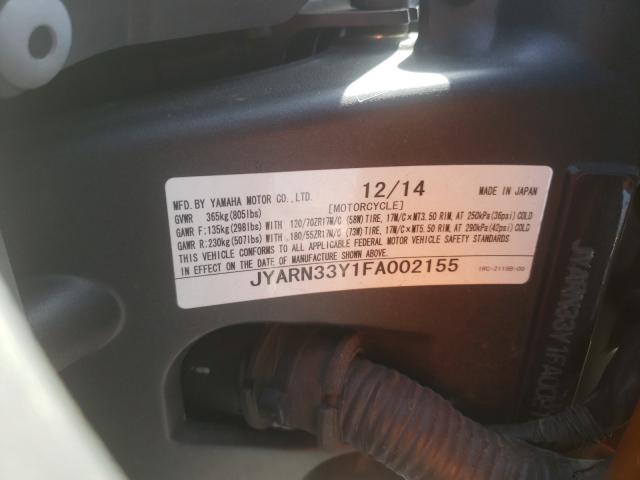 2015 YAMAHA FZ09 C JYARN33Y1FA002155
