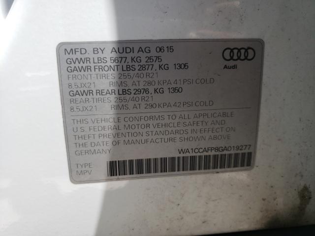 2016 AUDI SQ5 PREMIU WA1CCAFP8GA019277