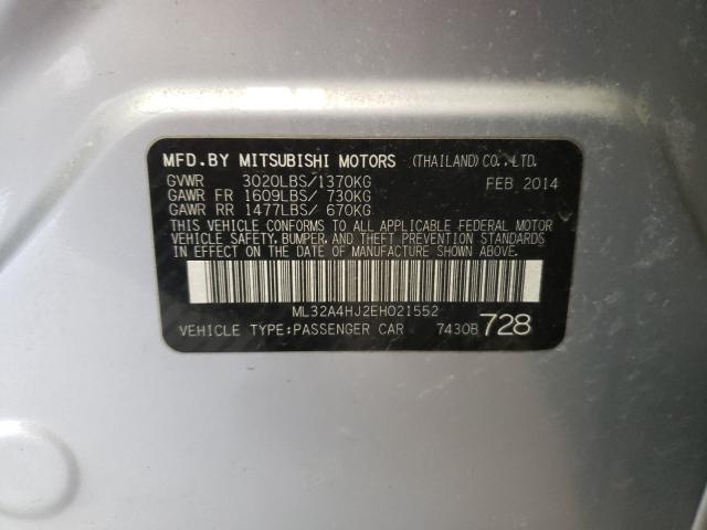 2014 MITSUBISHI MIRAGE ES ML32A4HJ2EH021552