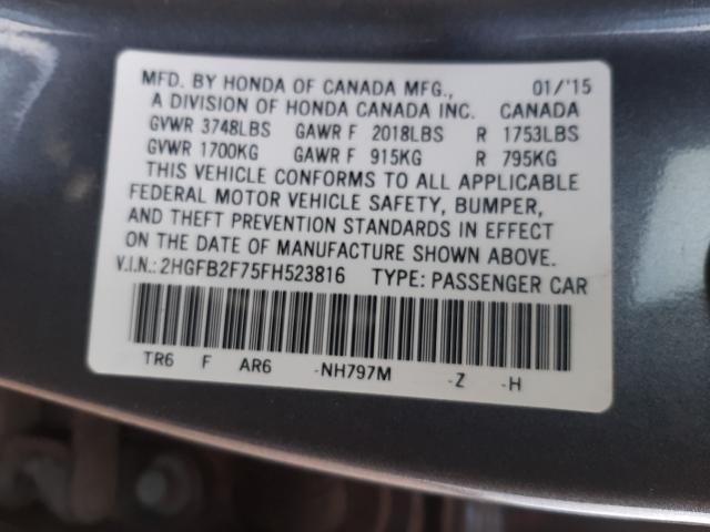 2015 HONDA CIVIC SE 2HGFB2F75FH523816
