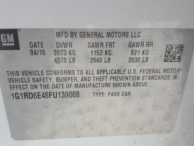 VIN 1G1RD6E48FU139068 2015 Chevrolet Volt no.10