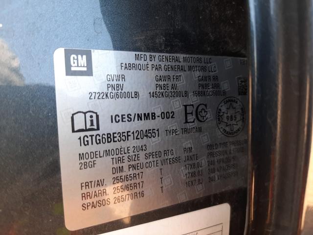 2015 GMC CANYON SLE 1GTG6BE35F1204551