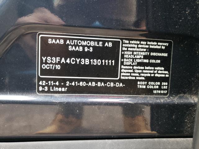 2011 SAAB 9-3 2.0T YS3FA4CY3B1301111