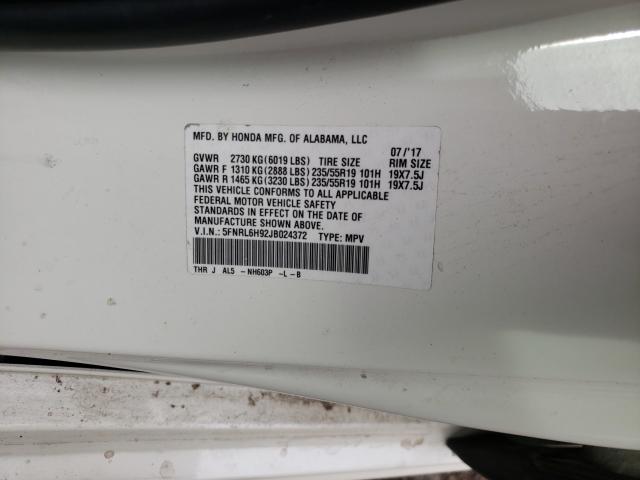 2018 HONDA ODYSSEY EL 5FNRL6H92JB024372