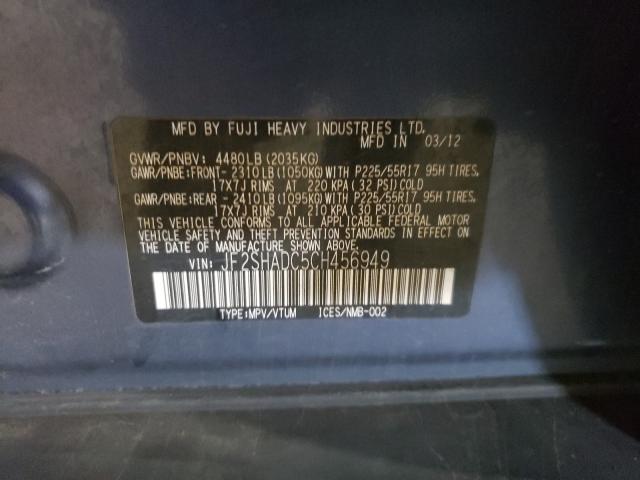 2012 SUBARU FORESTER JF2SHADC5CH456949