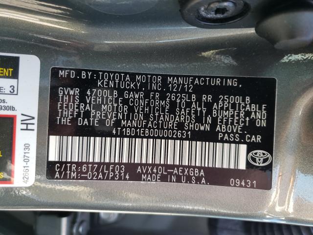 2013 TOYOTA AVALON HYB 4T1BD1EB0DU002631