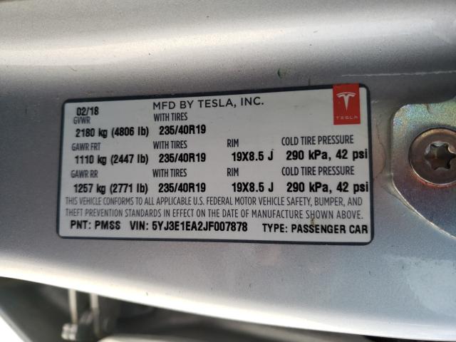 2018 TESLA MODEL 3 5YJ3E1EA2JF007878