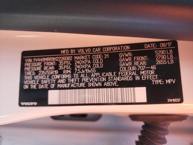 2017 VOLVO XC60 T6 DY YV449MRR9H2226082