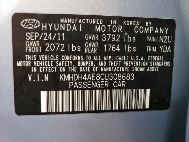 2012 HYUNDAI ELANTRA L KMHDH4AE8CU308683