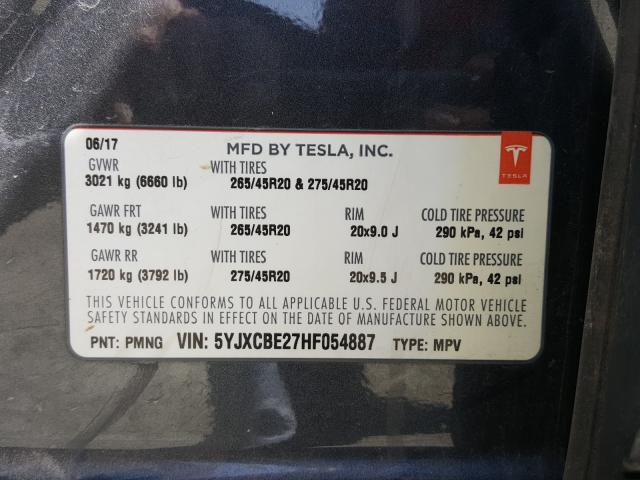 2017 TESLA MODEL X 5YJXCBE27HF054887