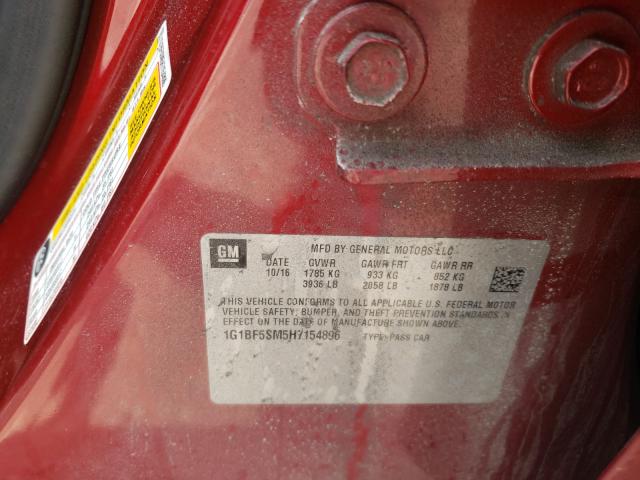 2017 CHEVROLET CRUZE PREM 1G1BF5SM5H7154896