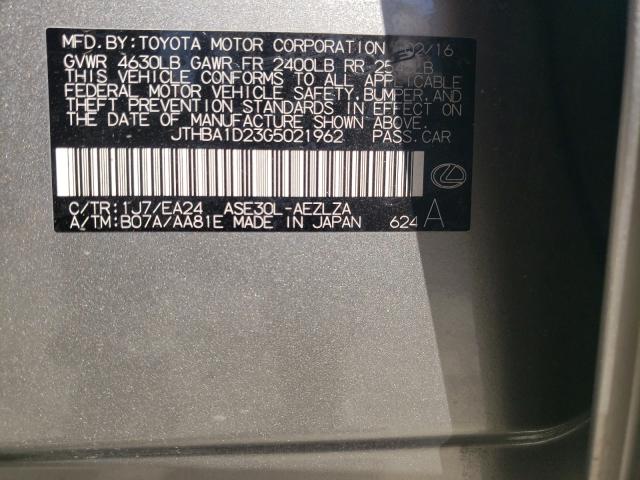 2016 LEXUS IS 200T JTHBA1D23G5021962