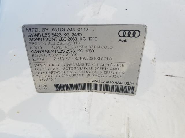 VIN WA1C2AFPXHA098326 2017 Audi Q5, Premium no.10