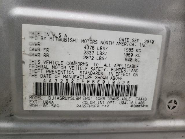 2011 MITSUBISHI GALANT FE 4A32B2FF0BE010525