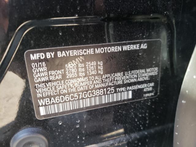 2016 BMW 650XI GRAN WBA6D6C57GG388125