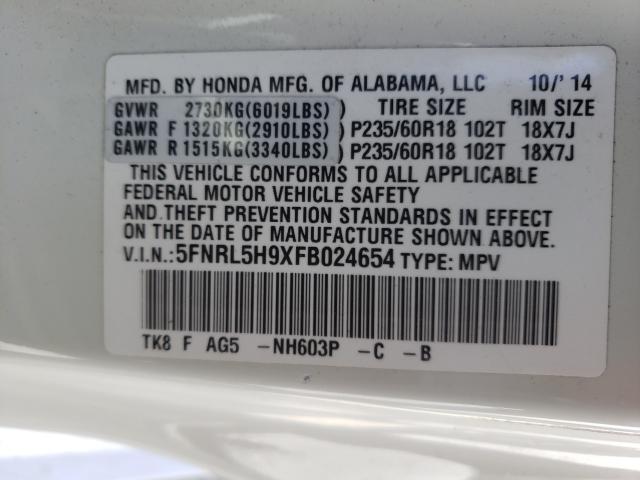 2015 HONDA ODYSSEY TO 5FNRL5H9XFB024654