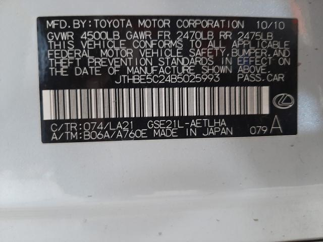 2011 LEXUS IS 350 JTHBE5C24B5025993