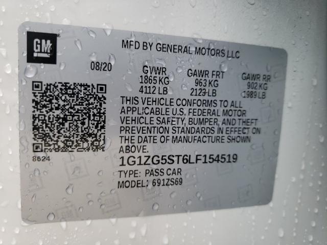 2020 CHEVROLET MALIBU RS 1G1ZG5ST6LF154519