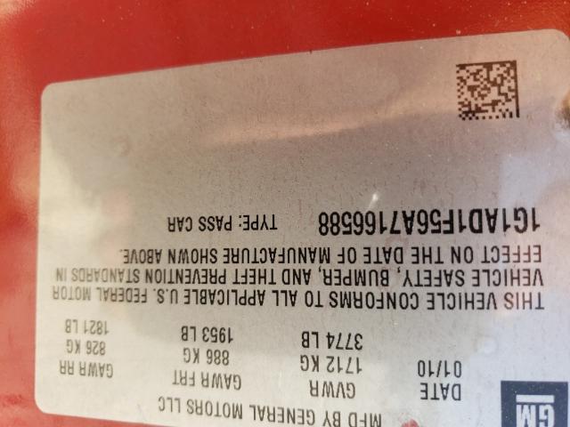 2010 CHEVROLET COBALT 1LT 1G1AD1F56A7166588