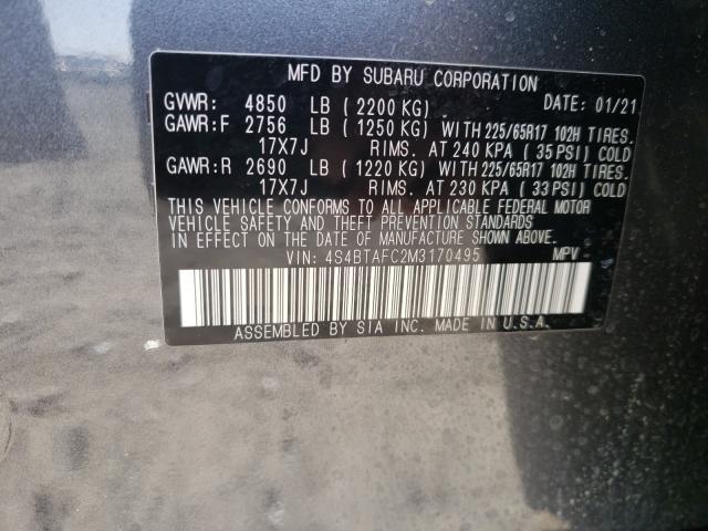 2021 SUBARU OUTBACK PR 4S4BTAFC2M3170495