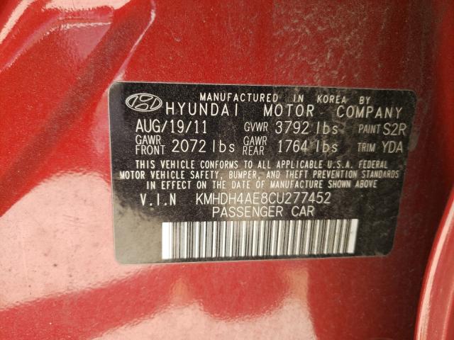 2012 HYUNDAI ELANTRA GL KMHDH4AE8CU277452