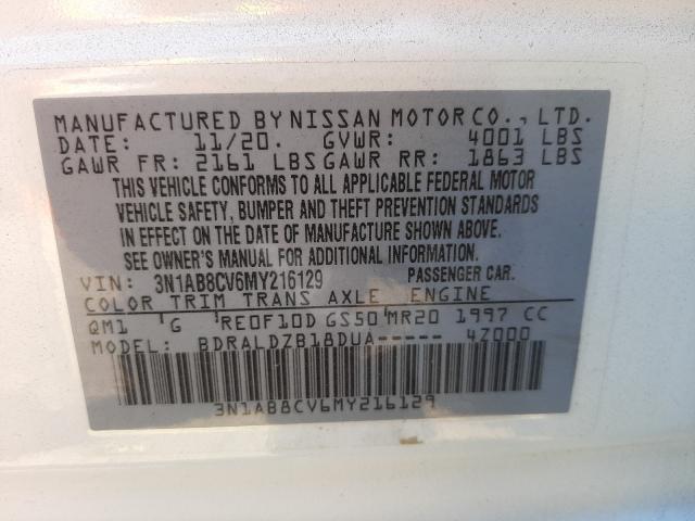 2021 NISSAN SENTRA SV 3N1AB8CV6MY216129