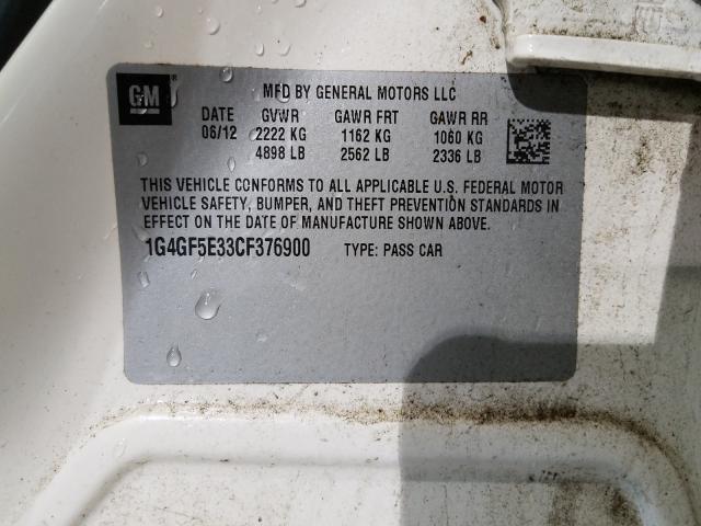 2012 BUICK LACROSSE P 1G4GF5E33CF376900