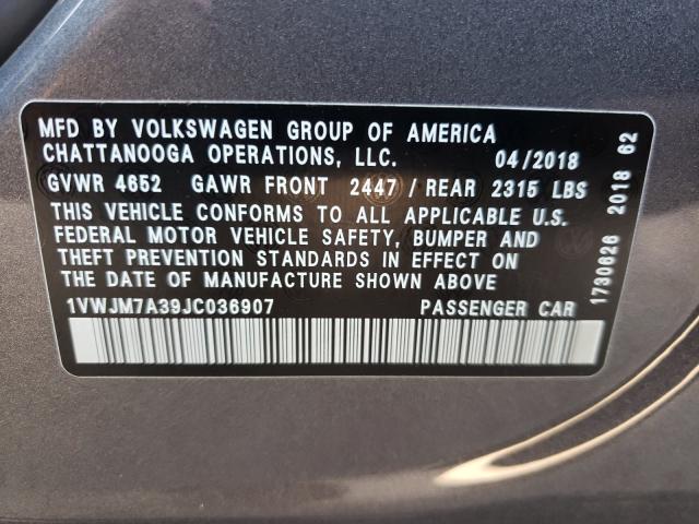2018 VOLKSWAGEN PASSAT GT 1VWJM7A39JC036907