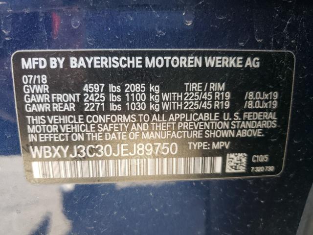 VIN WBXYJ3C30JEJ89750 2018 BMW X2, Sdrive28I no.10