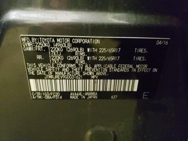 2016 TOYOTA RAV4 HV XL JTMRJREV9GD031621