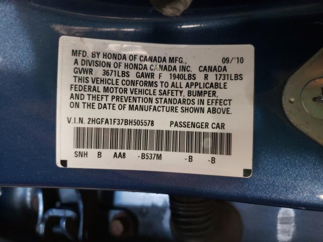 2011 HONDA CIVIC VP 2HGFA1F37BH505578