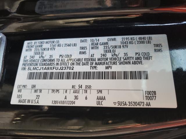 2015 LINCOLN MKC 5LMCJ1A9XFUJ23702