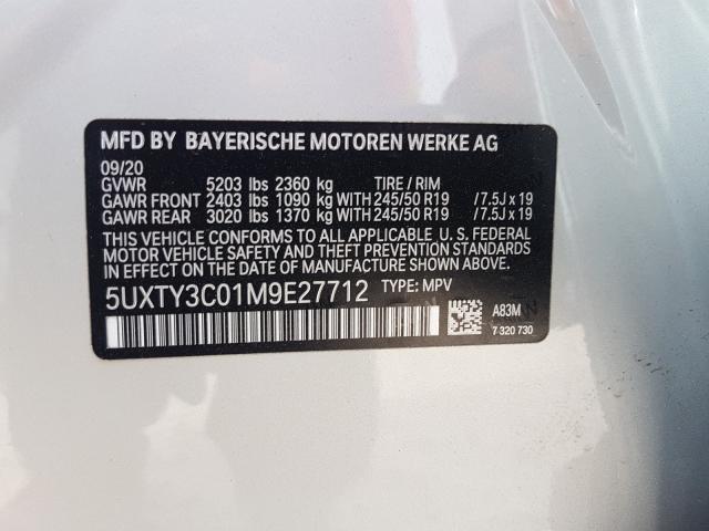 2021 BMW X3 SDRIVE3 5UXTY3C01M9E27712