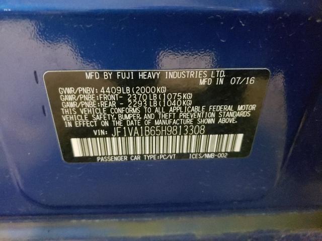2017 SUBARU WRX JF1VA1B65H9813308