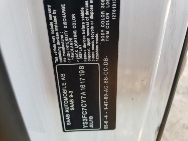 2010 SAAB 9-3 AERO YS3FC7CY7A1617198