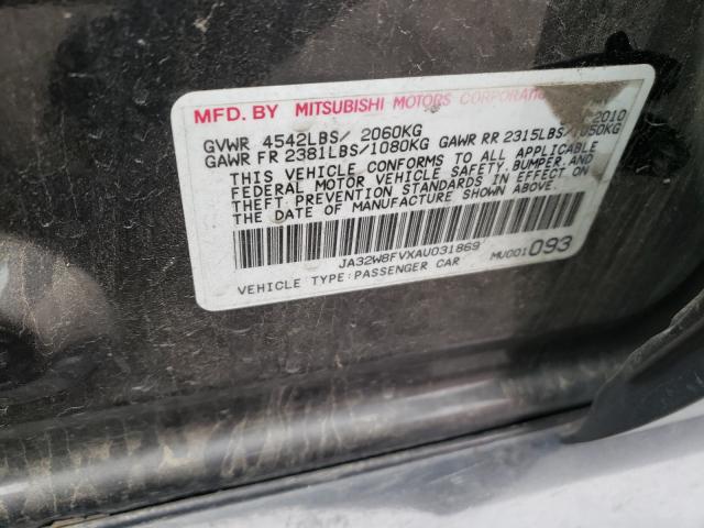 2010 MITSUBISHI LANCER EVO JA32W8FVXAU031869