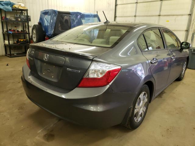 2012 HONDA CIVIC HYBR JHMFB4F2XCS005332