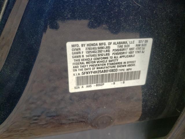2010 HONDA PILOT LX 5FNYF4H25AB010833