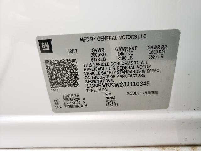 2018 CHEVROLET TRAVERSE H 1GNEVKKW2JJ110345